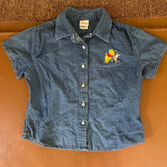 Disney Store Winnie the Pooh and Piglet Denim button down Shirt. Size Large - Picture 1 of 6